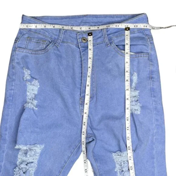 Women's Distressed Bell Bottom Stretchy Denim Jeans Size Medium Date Night - Picture 6 of 8